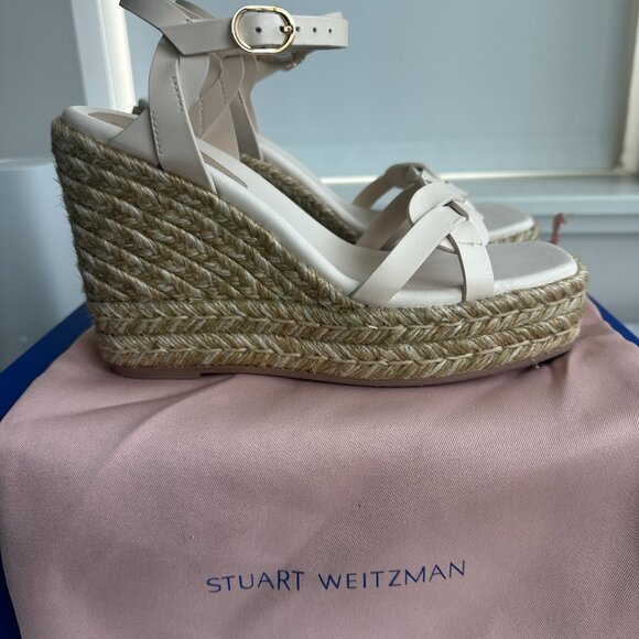 Stuart Weitzman White Braida Espadrille Sandals, Women's Size 6 - Picture 6 of 6